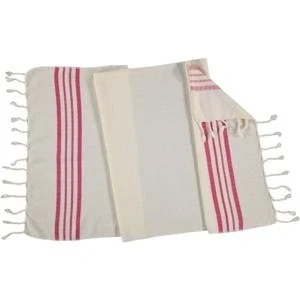 Afbeelding van Kleine Hamamdoek Krem Sultan Natural Fuchsia van Lalay