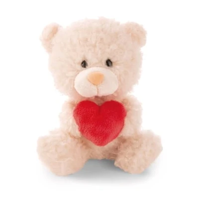 Afbeelding van Knuffelbeer met hart, 18 cm, beige, zacht pluche, schattig om te knuffelen en spelen, voor kinderen volwassenen, een geweldig cadeau idee 61558