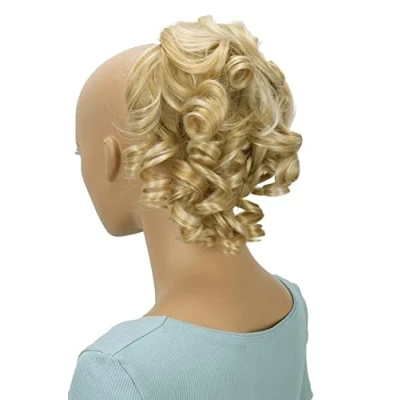 Afbeelding van PRETTYSHOP Haarstukje Scrunchy Updo Kapsels Bruidskapsels Volumineus Krullend Rommelig Knotje Blond Mix G7L