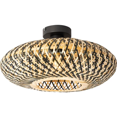 Afbeelding van QAZQA Oosterse plafondlamp zwart bamboe 40 cm Ostrava