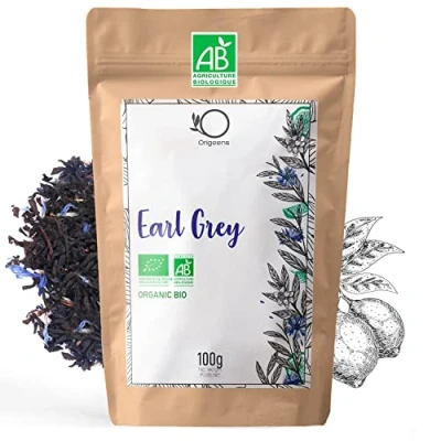Afbeelding van ORIGEENS Bio Earl Grey Thee 100 g, Blue thee, losse Biologische zwarte natuurlijk aroma van bergamot, korenbloemen