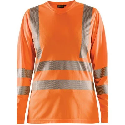 Image de T shirt haute visibilité manches longues femme orange fluorescent