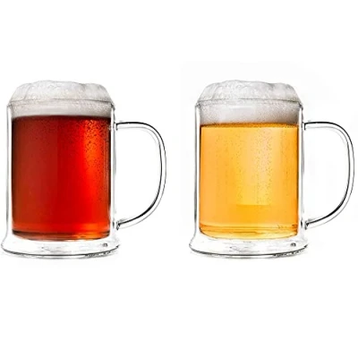 Afbeelding van Creano Dubbelwandig bierglas, 500 ml, thermoglas, bierpul, hommel (2 x ml)