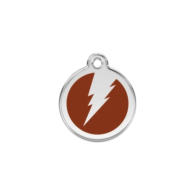 Afbeelding van Flash Brown roestvrijstalen hondenpenning small/klein dia. 2 cm RedDingo