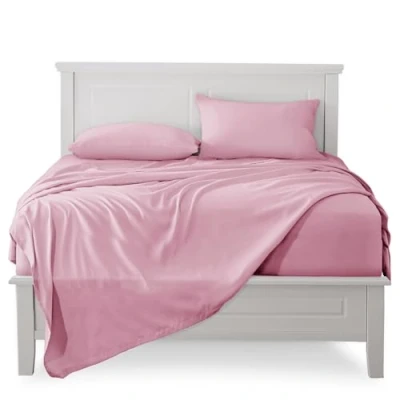 Afbeelding van Beddengoed, 90 x 190 200 cm, 3 delig, 100% katoen, hoeslaken, bedlaken voor eenpersoonsbed, 160 280 1 kussensloop 50 80 roze