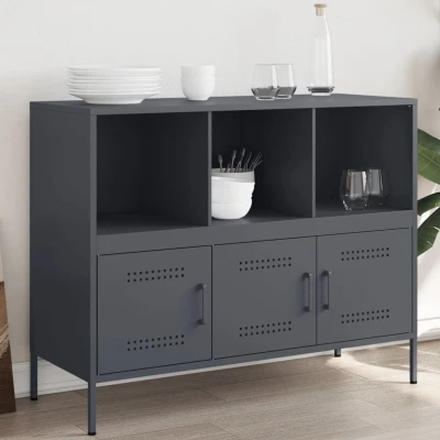 Afbeelding van Dressoir 100,5x39x79 cm koudgewalst staal antracietkleurig