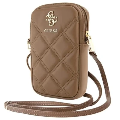 Afbeelding van Guess Zip Quilted 4G tas Bruin
