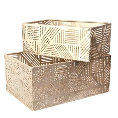Afbeelding van HOME DECO FACTORY Set van 2 gouden manden