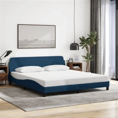 Image de vidaXL Cadre de lit avec tête sans matelas bleu 180x200cm tissu