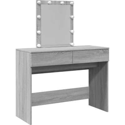 Afbeelding van Kaptafel met LED verlichting 100x40x130 cm grijs sonoma