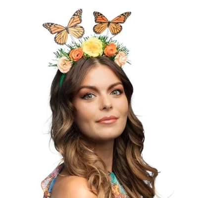 Afbeelding van Boland 01434 Vlinderhoofdband, diadeem met bloemen, kostuumaccessoires, themafeest, carnaval