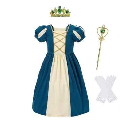 Afbeelding van Lito Angels Deguisement Robe Princesse Merida Rebelle avec Accessoires pour Enfant Fille Taille 18 24 mois, Sarcelle Foncé (étiquette en tissu 80)