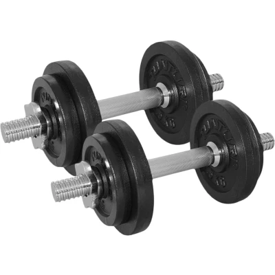 Afbeelding van Tunturi Dumbells Gietijzer totaal 20kg Halterset met schroefsluiting Dumbbell set 2 halterstangen 30mm incl. gratis fitness app
