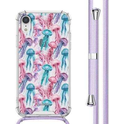 Afbeelding van imoshion Design hoesje met koord voor de iPhone Xr Jellyfish Watercolor