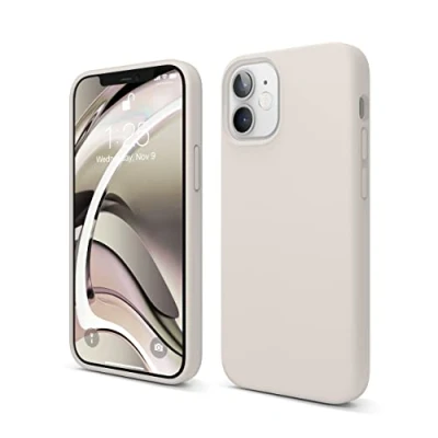 Afbeelding van elago Liquid Silicone Case Compatibel met iPhone 12 Mini (5.4&quot;), Hoge kwaliteit siliconen, bescherming rondom: 3 laags structuur beschermhoes (Taupe)