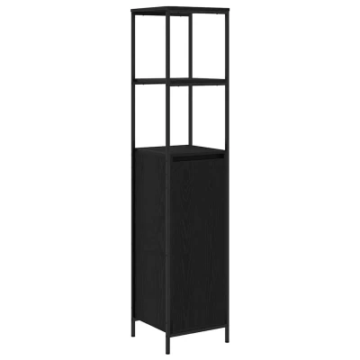 Afbeelding van Badkamermeubel met planken 36x35x165 cm zwart eikenkleurig