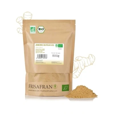 Afbeelding van FRISAFRAN Biologisch gemberpoeder 500g gemalen gember veganistisch zonder toevoegingen natuurlijke
