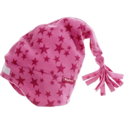 Afbeelding van Playshoes Fleece puntmuts sterren unisex kindermuts, Roze (Roze 18)