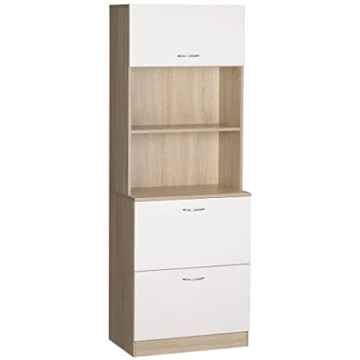 Afbeelding van HOMCOM Keukendressoir, keukenkast, meerdere vakken, 2 laden, 1 kast + groot blad, 60 x 38 168 cm, MDF, wit