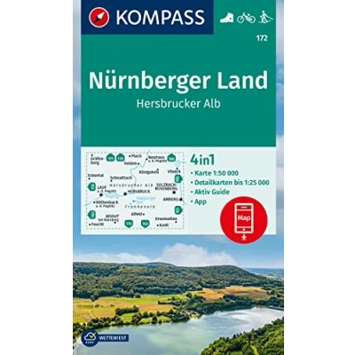 Afbeelding van KOMPASS Wanderkarte 172 Nürnberger Land, Hersbrucker Alb 1:50.000: 4in1 mit Aktiv Guide und Detailkarten inklusive Karte zur offline Verwendung in der App. Fahrradfahren