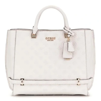 Afbeelding van GUESS Shopper Schoudertas Zarela Girlfriend Tote Cream White Logo Wit