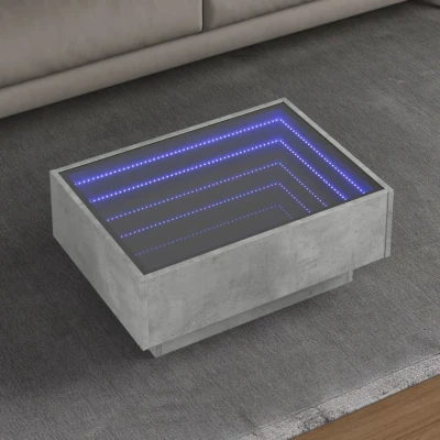 Afbeelding van Salontafel met LED 70x50x30 cm bewerkt hout betongrijs
