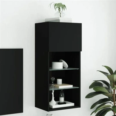 Afbeelding van Tv meubel met LED verlichting 40,5x30x90 cm zwart
