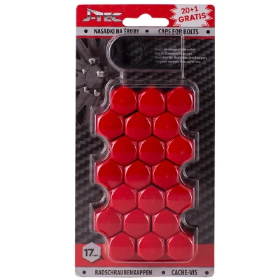 Afbeelding van J TEC Wielbout Wielmoer 17mm Doppen Beschermende Afdekkapjes Rood 20 stuks (set)