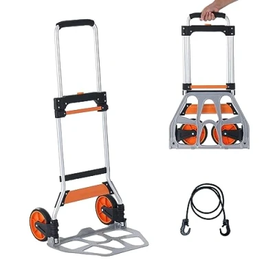 Image de VEVOR Diable Pliant Charge 125 kg de Déménagement Manutention en Aluminium Convertible Résistant avec Roues Caoutchouc Poignée Télescopique pour Maison Transport Entrepôt Marchandises