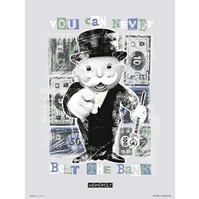 Afbeelding van Kunstdruk Monopoly You Can Never Beat The Bank 30x40cm