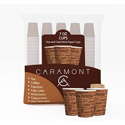 Afbeelding van Caramont, 400 oz papieren bekers met houten roerstaafjes, milieuvriendelijk en wegwerpbaar, hittebestendig, voor koude warme dranken van hoogwaardig karton, ideaal koffie, thee, verjaardag