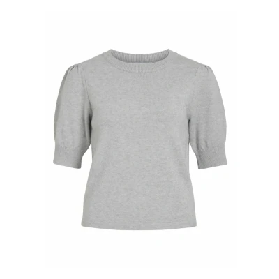 Afbeelding van Vila Trui Viril 2/4 Sleeve O neck Knit Top 14105306 Light Grey Melange Dames Maat XS