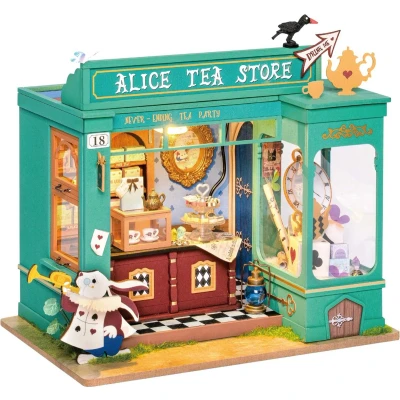 Afbeelding van Robotime Alice&#039;s Tea Store DG156 DIY miniatuurhuisje theewinkeltje Miniatuur Poppenhuis Knutselen