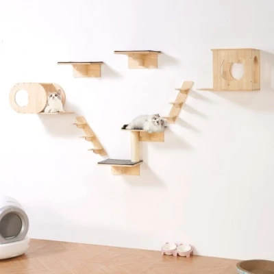 Image de VEVOR Étagères Murales pour Chat avec Plateformes Nids Meuble à Chats Lot de 7