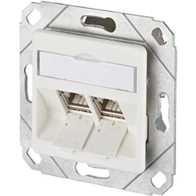 Afbeelding van Metz Connect 130B12D21102 E Netwerkdoos Inbouw (in muur) Inzet met centraalstuk CAT 6A 2 poorten Zuiver wit