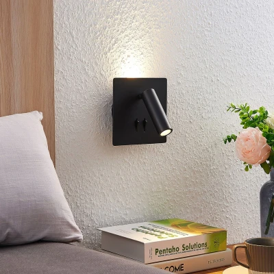 Afbeelding van Lucande LED wandlamp 2lichts aluminium H: 14 cm mat zwart Inclusief lichtbronnen