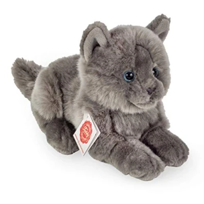 Afbeelding van Hermann Teddy Knuffeldier Kartuizer kat/poes zachte pluche stof premium knuffels grijs 20 cm