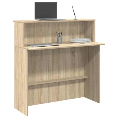 Afbeelding van vidaXL Receptiebalie 100x50x103,5 cm bewerkt hout sonoma eikenkleurig