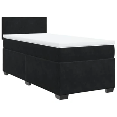 Image de vidaXL Sommier à lattes de lit et matelas Noir 80x200 cm Velours