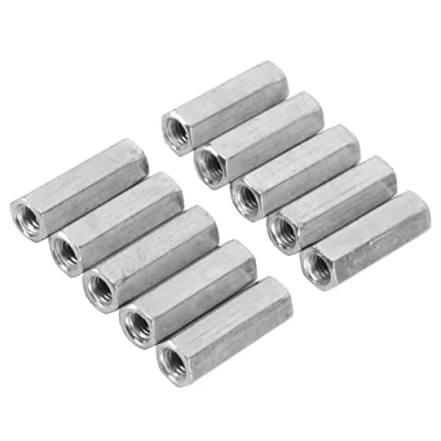 Afbeelding van M6 Koppelingsmoeren Lange Schacht Moer Hex Koppeling Draad Vrouwelijke Rechte Staaf Schroefdraad Bar Studding Verzinkte Bevestigingen 1 stuk [M6 x 3]