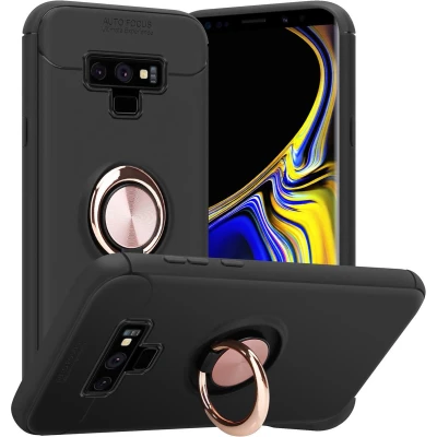 Afbeelding van Cadorabo Hoesje geschikt voor Samsung Galaxy NOTE 9 in ZWART ROSE GOUD Beschermhoes met focusring van TPU Case Cover siliconen