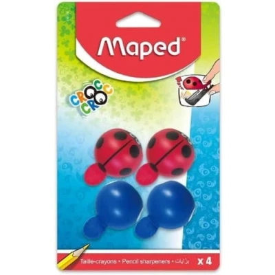 Afbeelding van Maped Set van 4 Croc Easy lieveheersbeestjes en walvis puntenslijper 1 gat voor standaard potloden gemakkelijk te openen kinderen vanaf jaar