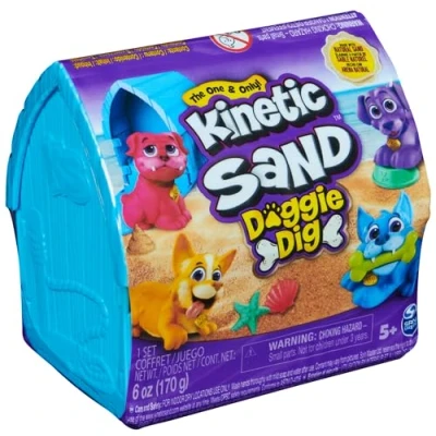 Image de Kinetic Sand Niche pour chien avec 170 g de sable plage magique, 1 figurine et accessoires s&#039;amuser jeu créatif en intérieur, les enfants à partir 3 ans