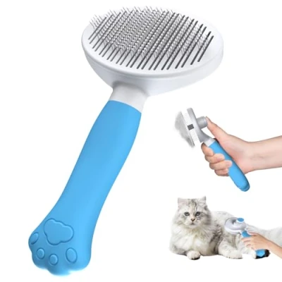 Image de Zivacate Brosse Chat Chien[Prise ergonomique &amp; nettoyage en un clic&amp; Patented Design] Outil pour chiens/chats/lapins à poil court et long, Chien Accessoires(lac bleu)