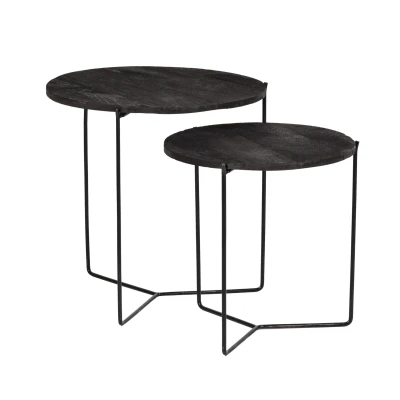 Afbeelding van Livingfurn Bijzettafel Mason Zwart 52x52x53 Mangohout