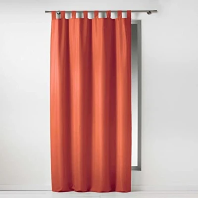 Afbeelding van douceur d&#039;intérieur, Gordijn met ogen, 140 x 260 cm, polyester, effen, terracotta
