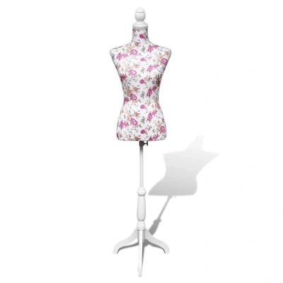 Afbeelding van Etalagepop torso vrouw katoen wit met rozenprint