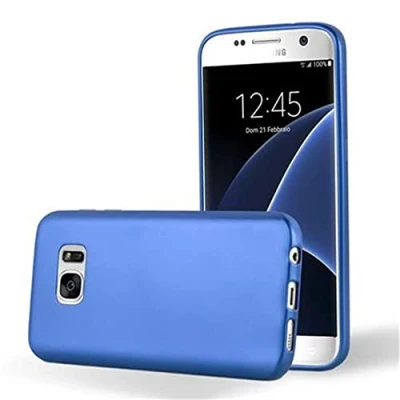 Afbeelding van Cadorabo Hoesje geschikt voor Samsung Galaxy S7 in METAAL BLAUW Beschermhoes gemaakt van flexibel TPU silicone Case Cover