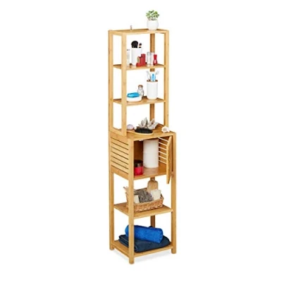 Afbeelding van Relaxdays badkamer kast bamboe badkamerrek 7 etages badkamerkast staand hout