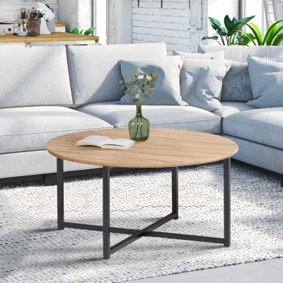 Image de Table basse DETROIT ronde 70 cm design industriel